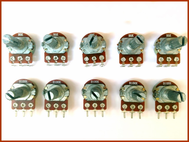 Переменные резисторы (потенциометры, переменные сопротивления), моно и стерео, с выключателями, оптом и розницу.